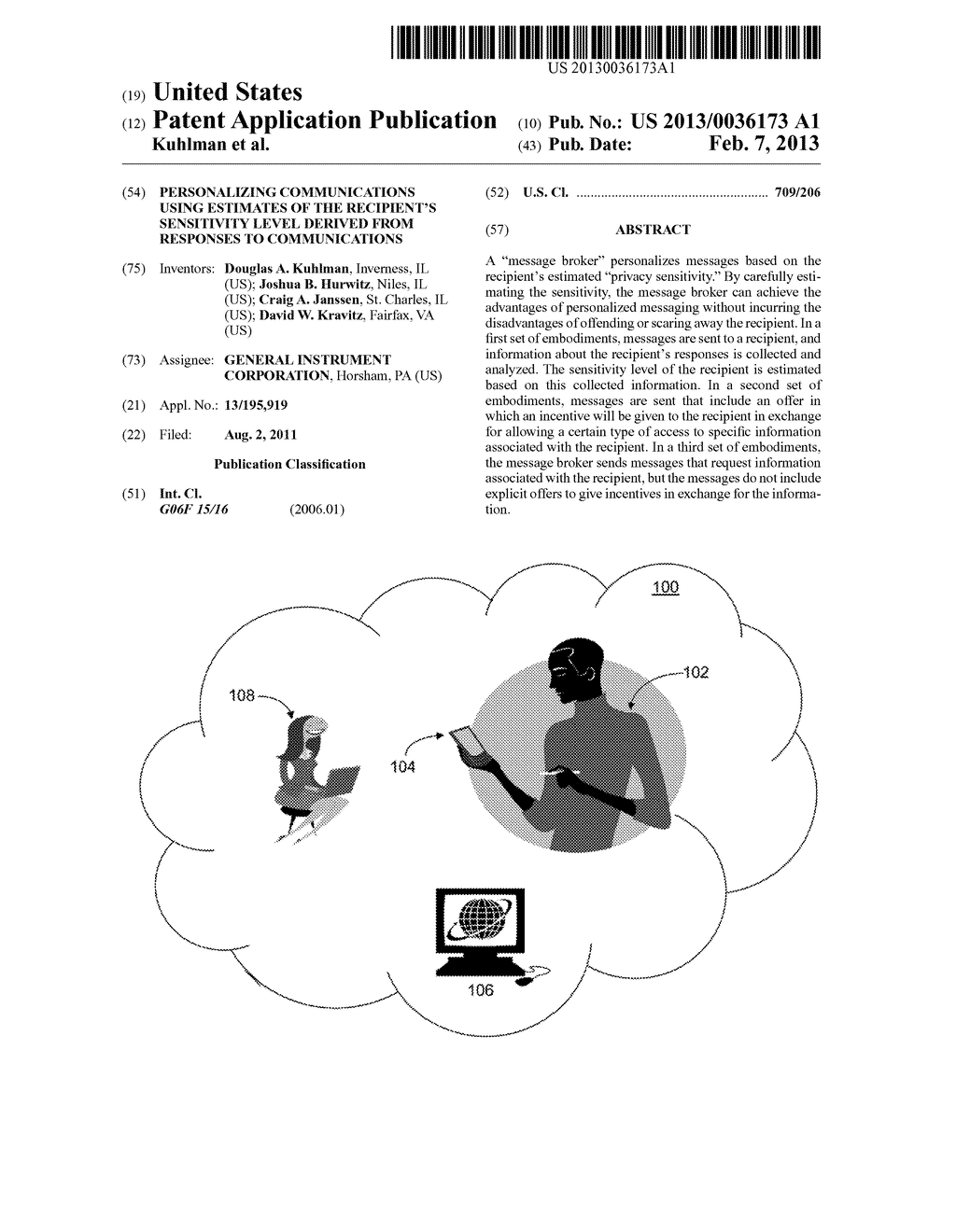 PERSONALIZING COMMUNICATIONS USING ESTIMATES OF THE RECIPIENT'S     SENSITIVITY LEVEL DERIVED FROM RESPONSES TO COMMUNICATIONS - diagram, schematic, and image 01