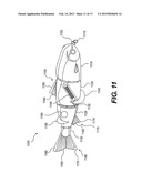 FISHING LURE WITH MECHANICALLY-ACTUATED LOWER FREQUENCY TONE GENERATION     DEVICE diagram and image