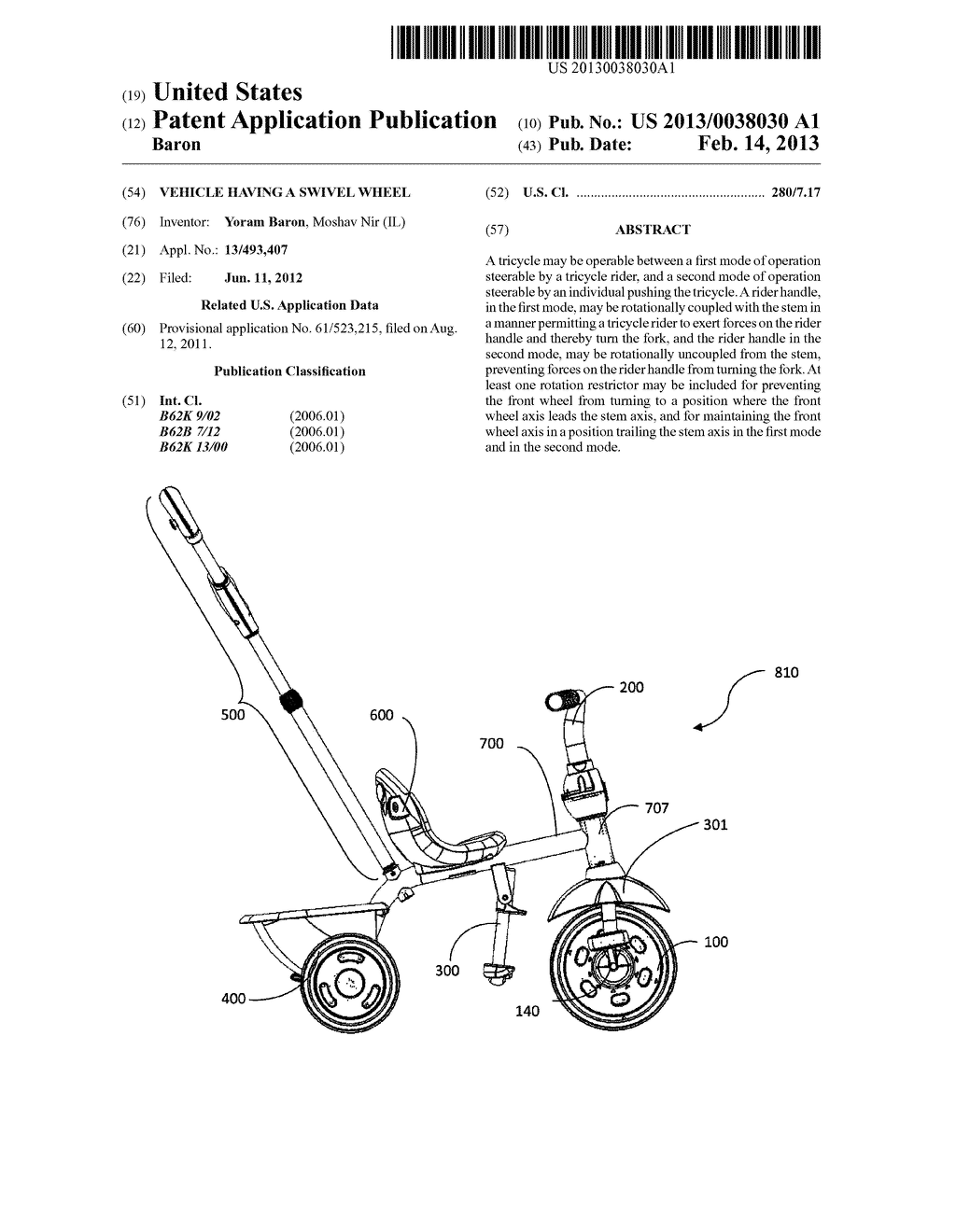 VEHICLE HAVING A SWIVEL WHEEL - diagram, schematic, and image 01