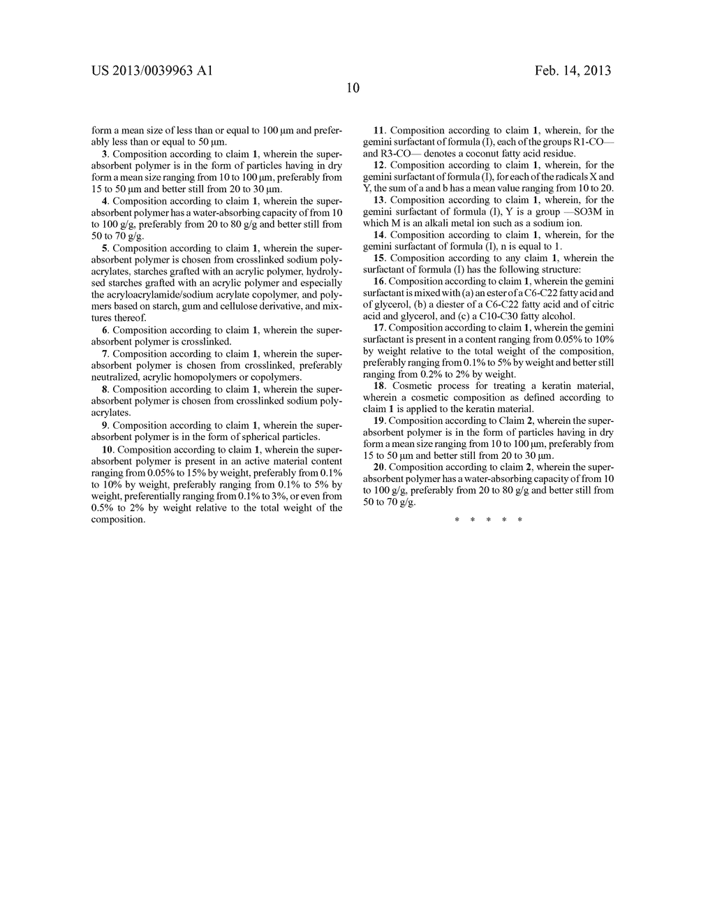 COMPOSITION COMPRISING A SUPERABSORBENT POLYMER AND A GEMINI SURFACTANT - diagram, schematic, and image 11