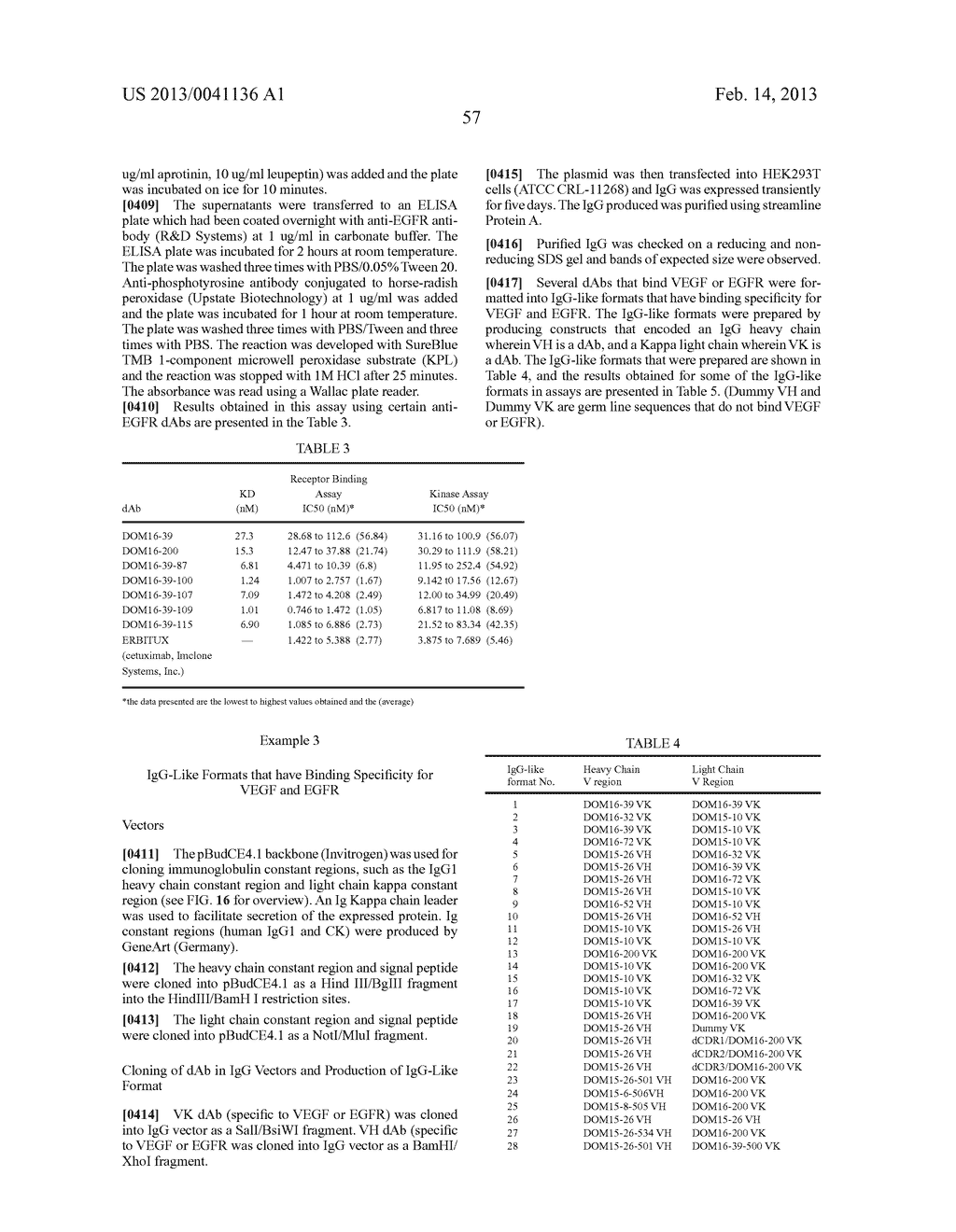 LIGANDS THAT HAVE BINDING SPECIFICITY FOR EGFR AND/OR VEGF AND METHODS OF     USE THEREFOR - diagram, schematic, and image 145