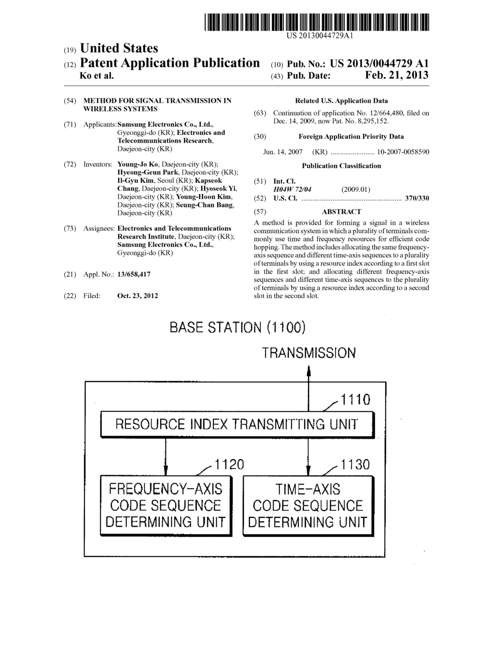 METHOD FOR SIGNAL TRANSMISSION IN WIRELESS SYSTEMS - diagram, schematic, and image 01