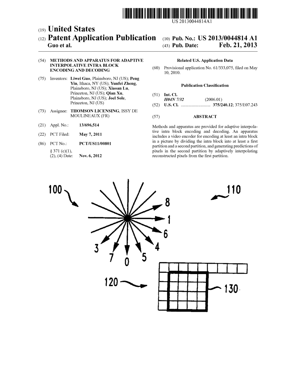 METHODS AND APPARATUS FOR ADAPTIVE INTERPOLATIVE INTRA BLOCK ENCODING AND     DECODING - diagram, schematic, and image 01