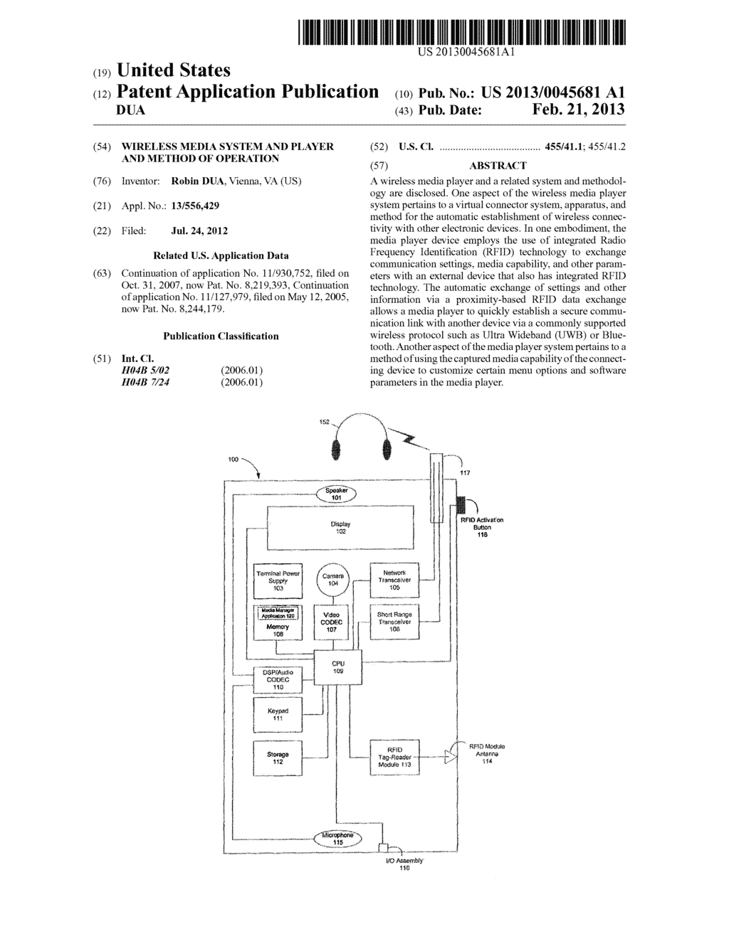 WIRELESS MEDIA SYSTEM AND PLAYER AND METHOD OF OPERATION - diagram, schematic, and image 01