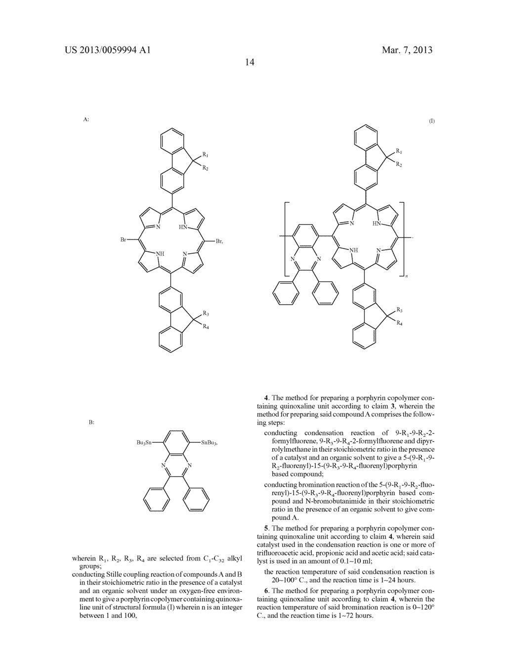 PORPHYRIN COPOLYMER CONTAINING QUINOXALINE UNIT, PREPARATION METHOD AND     USES THEREOF - diagram, schematic, and image 17