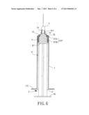 Syringe with prevention of backflow of blood diagram and image