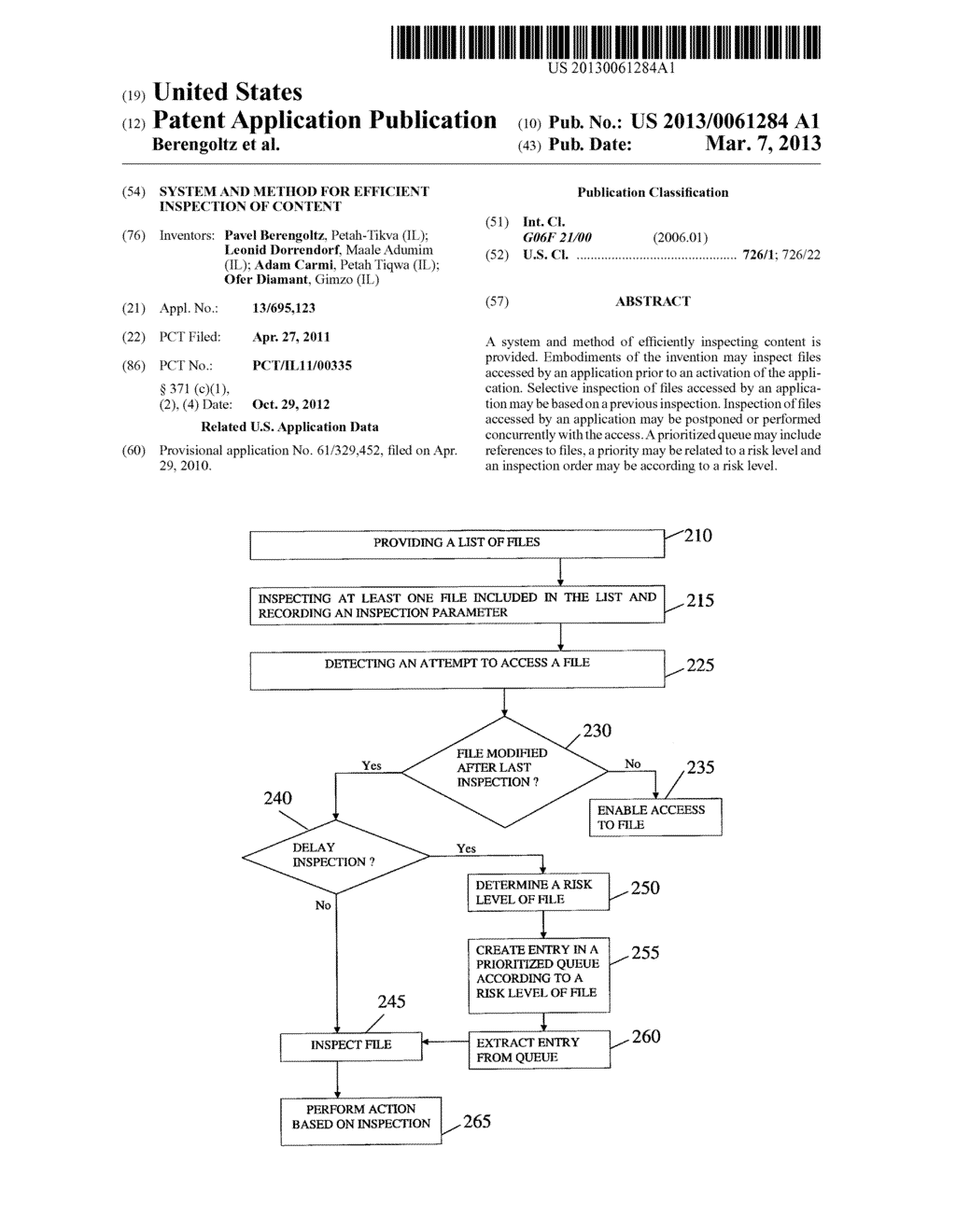 SYSTEM AND METHOD FOR EFFICIENT INSPECTION OF CONTENT - diagram, schematic, and image 01