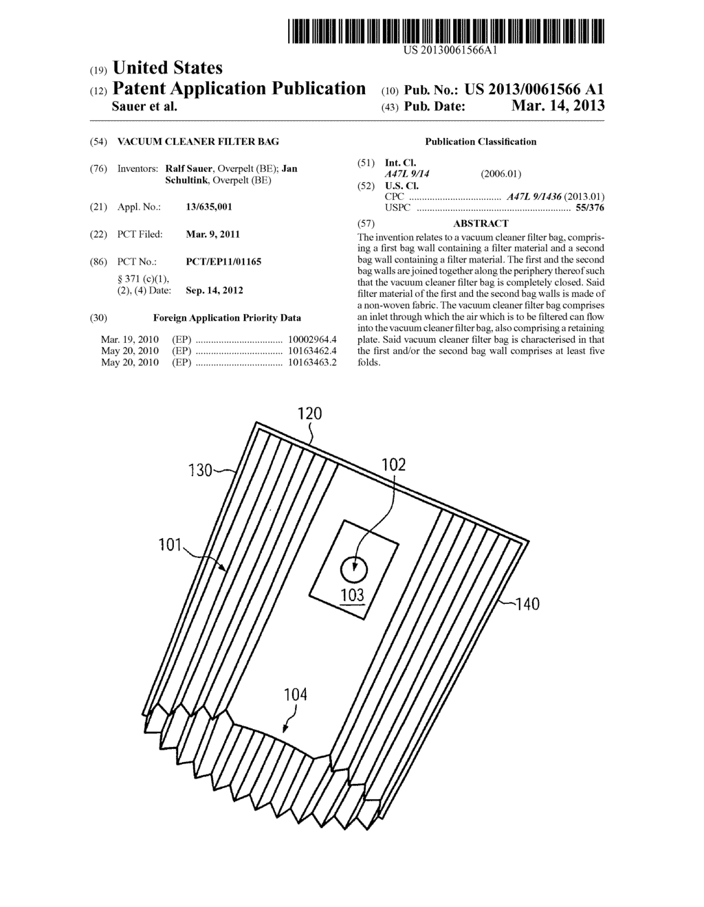 Vacuum Cleaner Filter Bag - diagram, schematic, and image 01