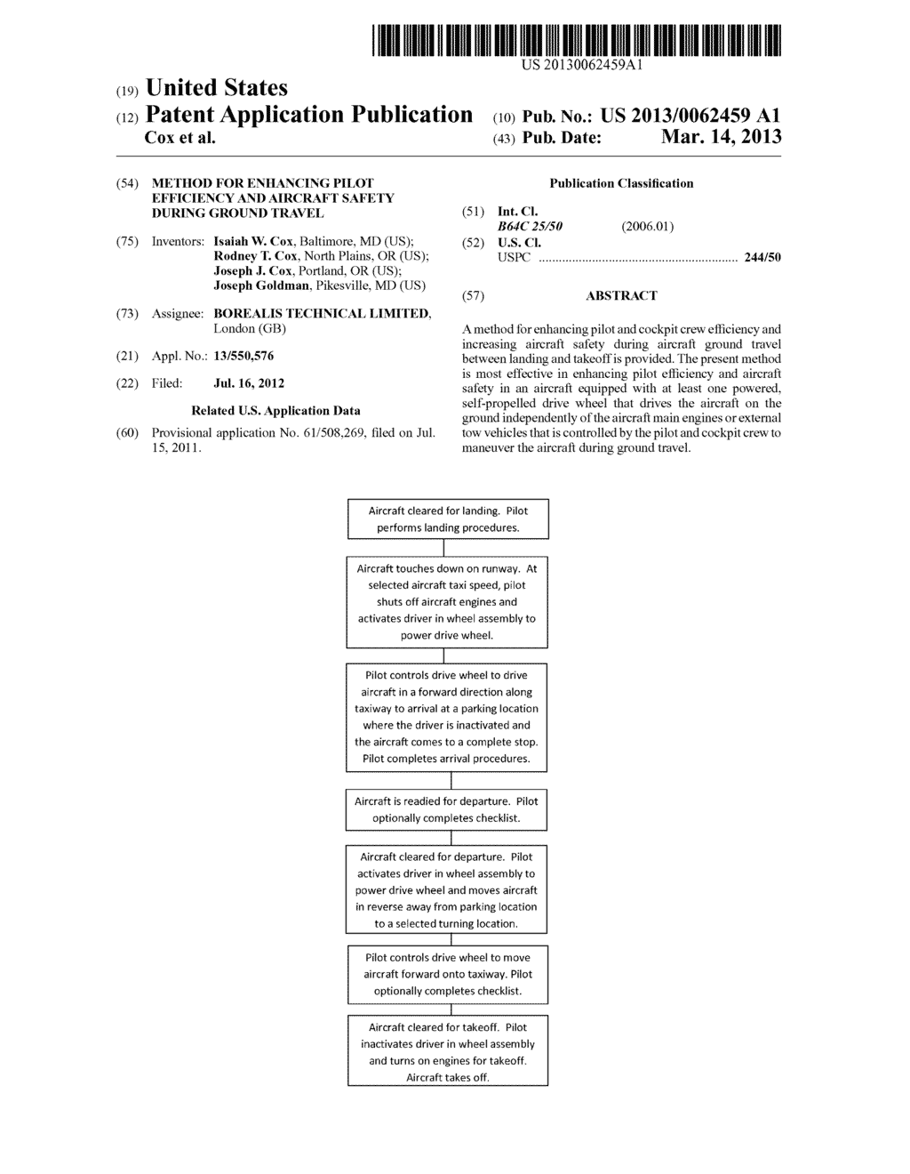 METHOD FOR ENHANCING PILOT EFFICIENCY AND AIRCRAFT SAFETY DURING GROUND     TRAVEL - diagram, schematic, and image 01