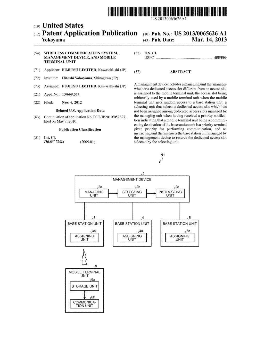 WIRELESS COMMUNICATION SYSTEM, MANAGEMENT DEVICE, AND MOBILE TERMINAL UNIT - diagram, schematic, and image 01