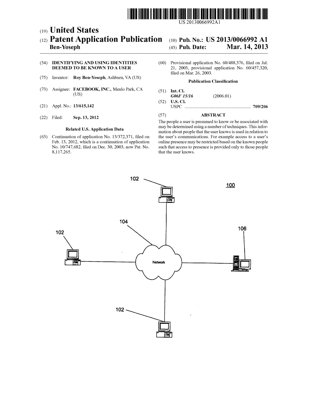 IDENTIFYING AND USING IDENTITIES DEEMED TO BE KNOWN TO A USER - diagram, schematic, and image 01