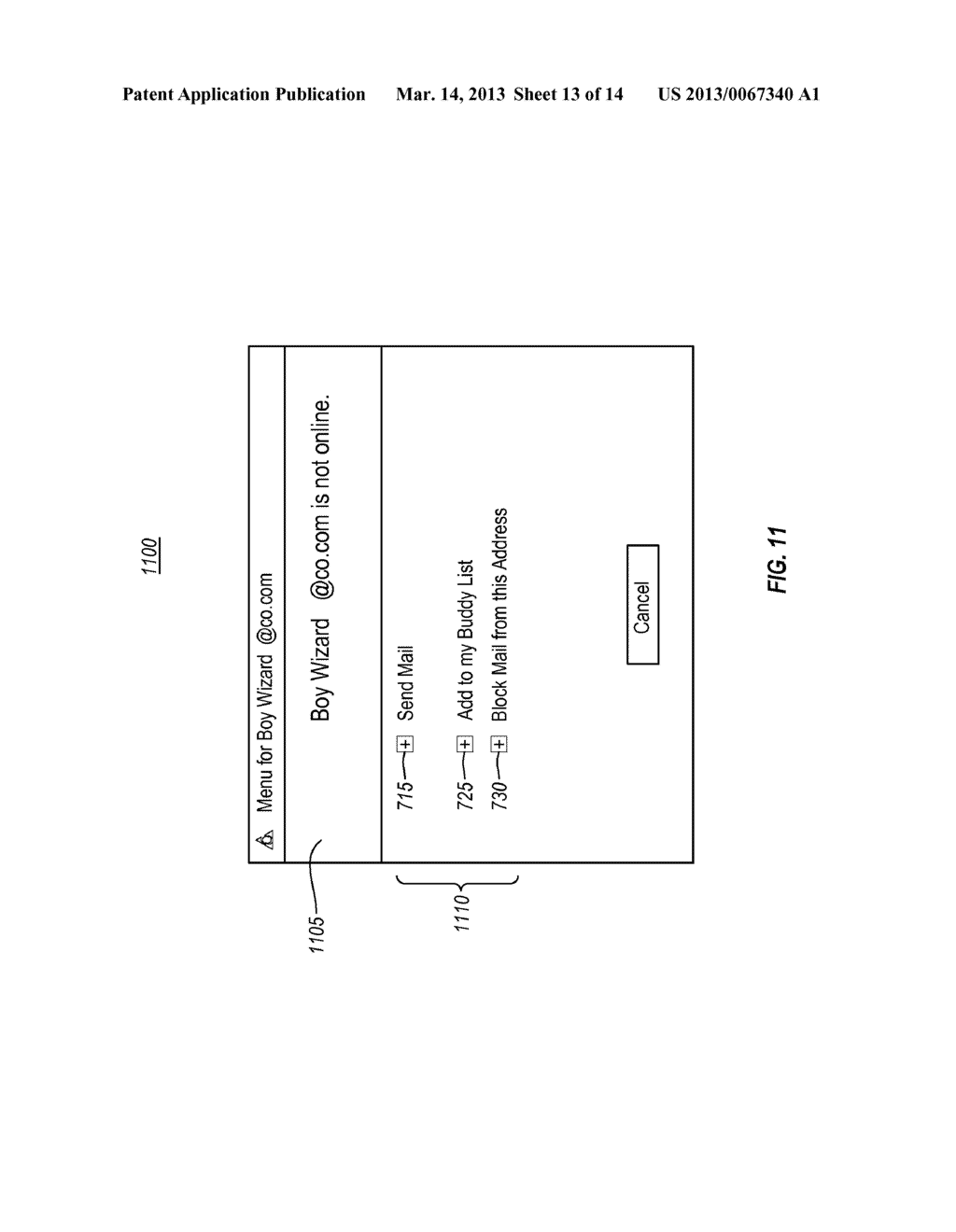 INTELLIGENTLY ENABLED MENU CHOICES BASED ON ONLINE PRESENCE STATE IN     ADDRESS BOOK - diagram, schematic, and image 14