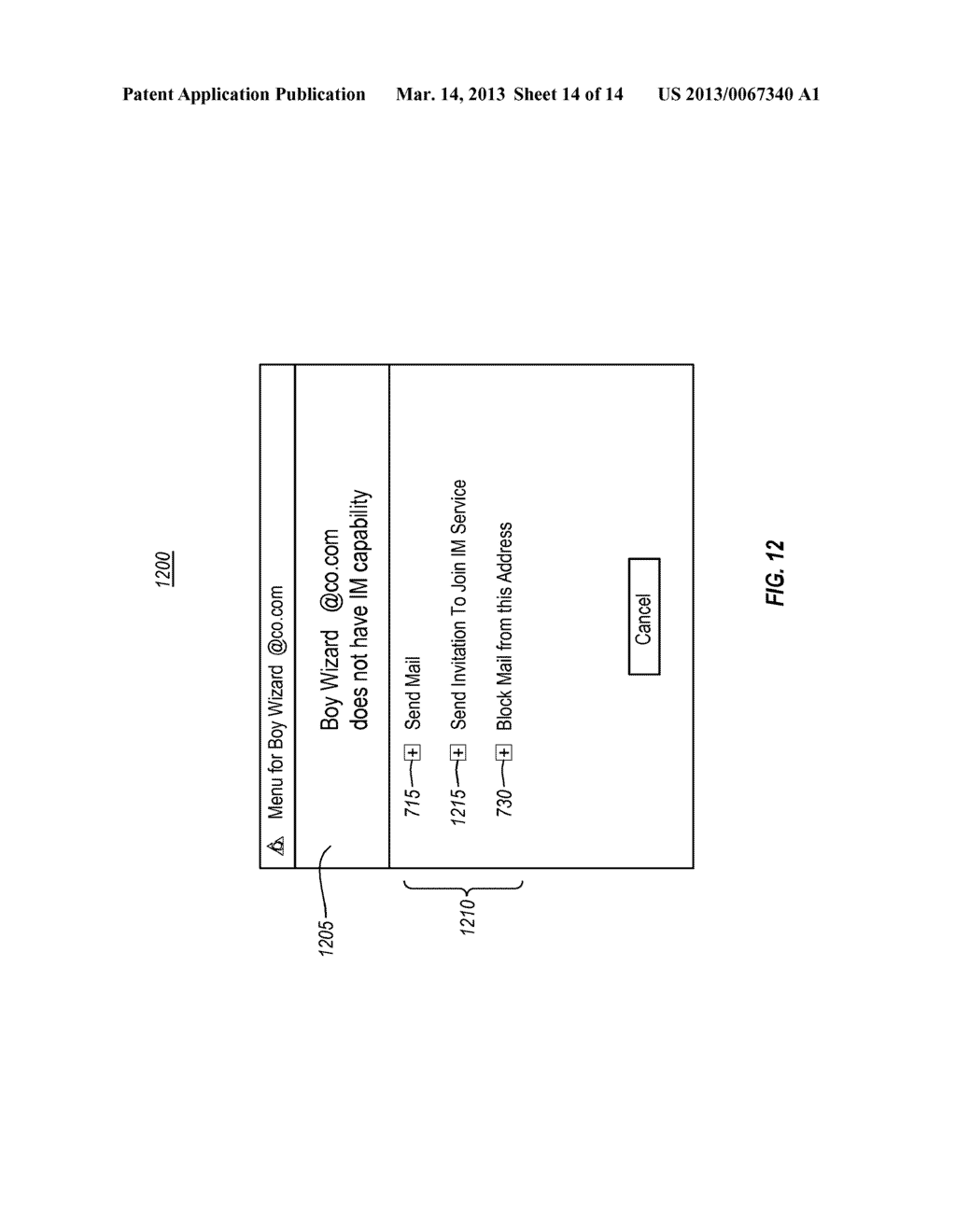 INTELLIGENTLY ENABLED MENU CHOICES BASED ON ONLINE PRESENCE STATE IN     ADDRESS BOOK - diagram, schematic, and image 15