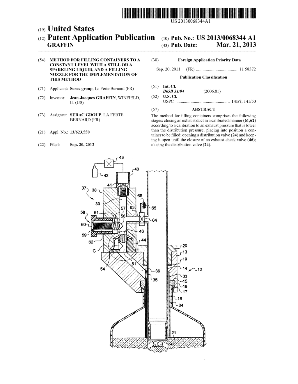 METHOD FOR FILLING CONTAINERS TO A CONSTANT LEVEL WITH A STILL OR A     SPARKLING LIQUID, AND A FILLING NOZZLE FOR THE IMPLEMENTATION OF THIS     METHOD - diagram, schematic, and image 01