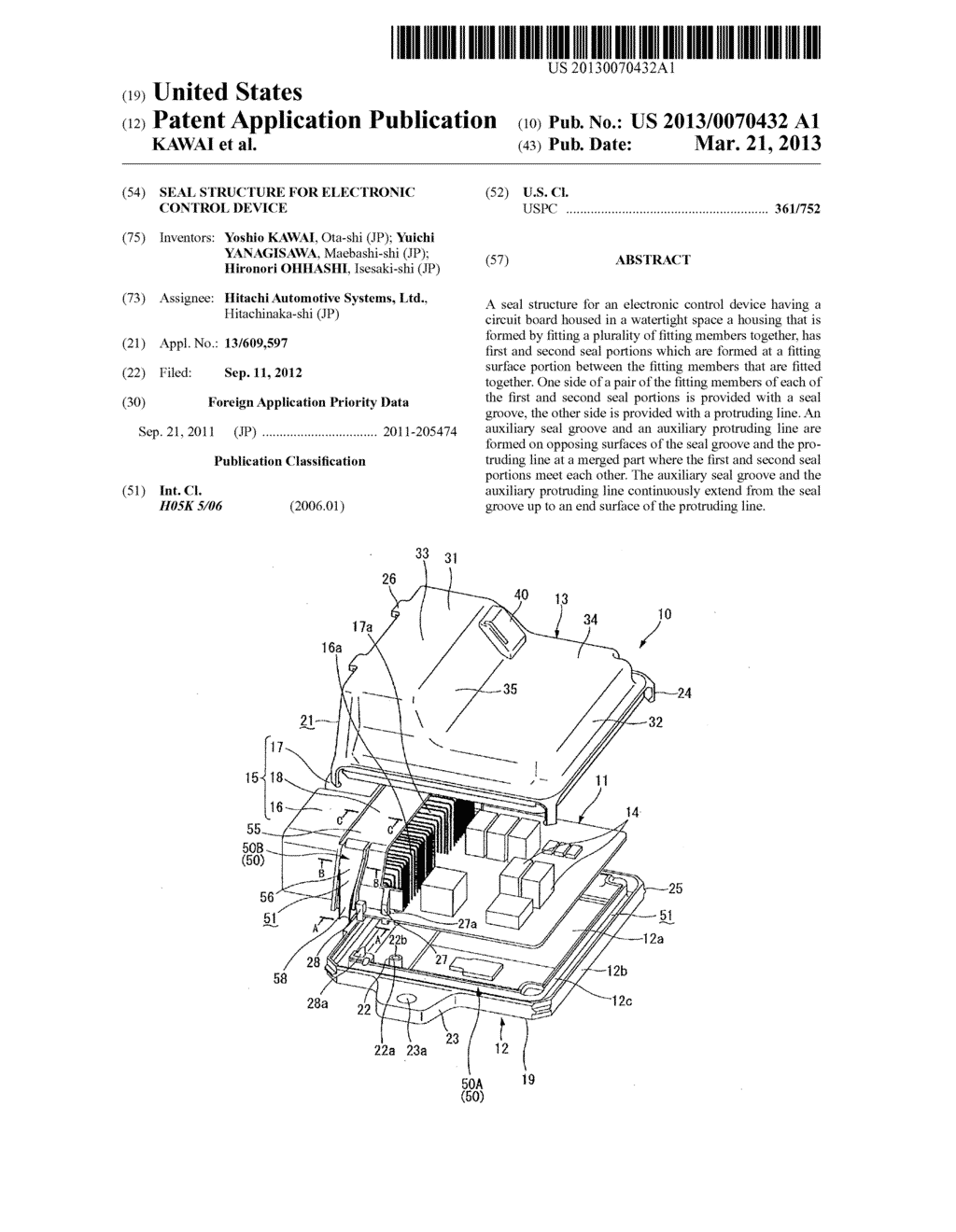 Seal Structure for Electronic Control Device - diagram, schematic, and image 01