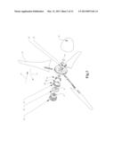 WIND TURBINE WITH A CENTRIFUGAL FORCE DRIVEN ADJUSTABLE PITCH ANGLE AND     CABLES RETAINING BLADES IN A HUB diagram and image