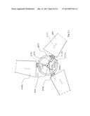 WIND TURBINE WITH A CENTRIFUGAL FORCE DRIVEN ADJUSTABLE PITCH ANGLE AND     CABLES RETAINING BLADES IN A HUB diagram and image