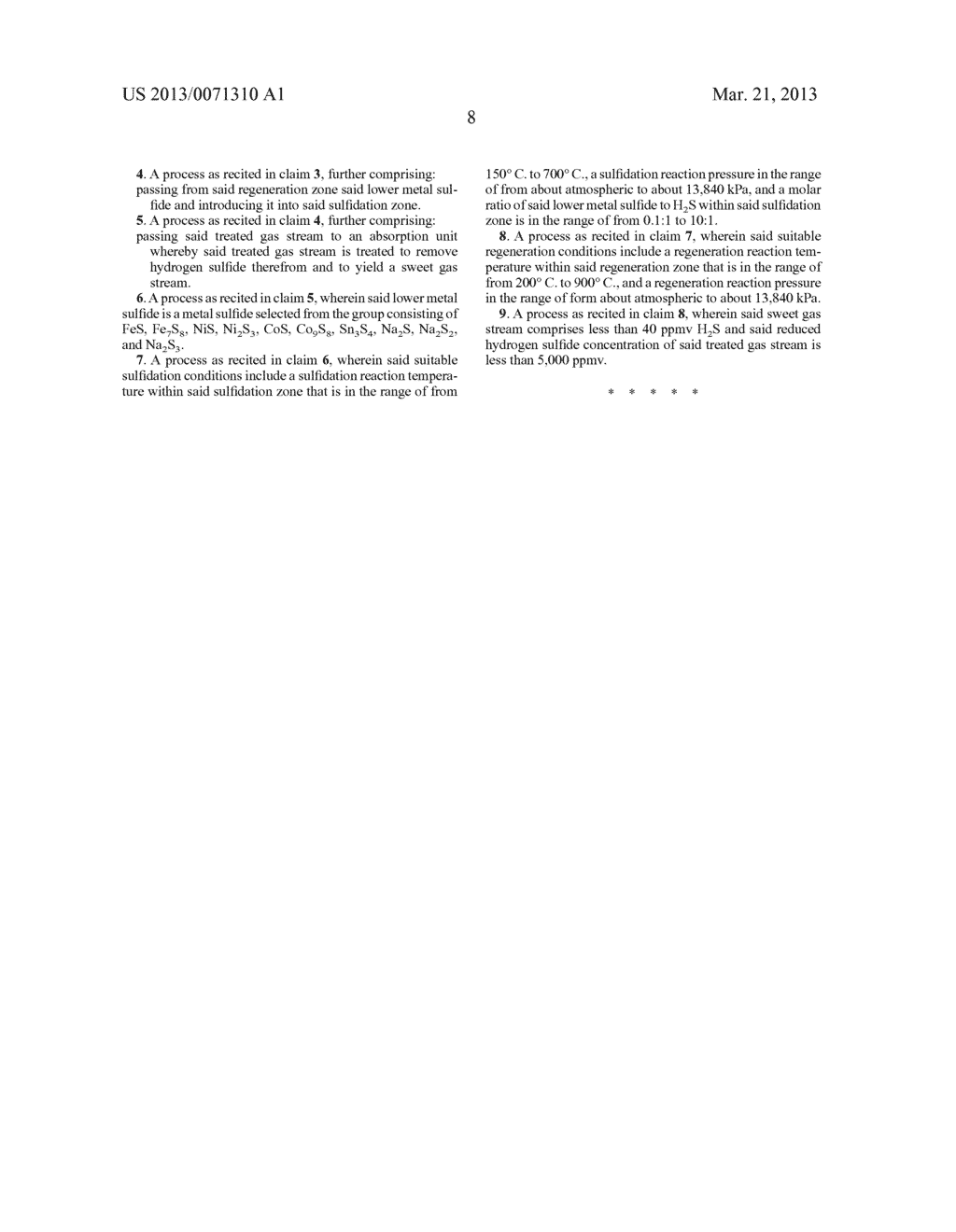 PROCESS FOR REMOVING HYDROGEN SULFIDE FROM VERY SOUR HYDROCARBON GAS     STREAMS USING METAL SULFIDE - diagram, schematic, and image 18