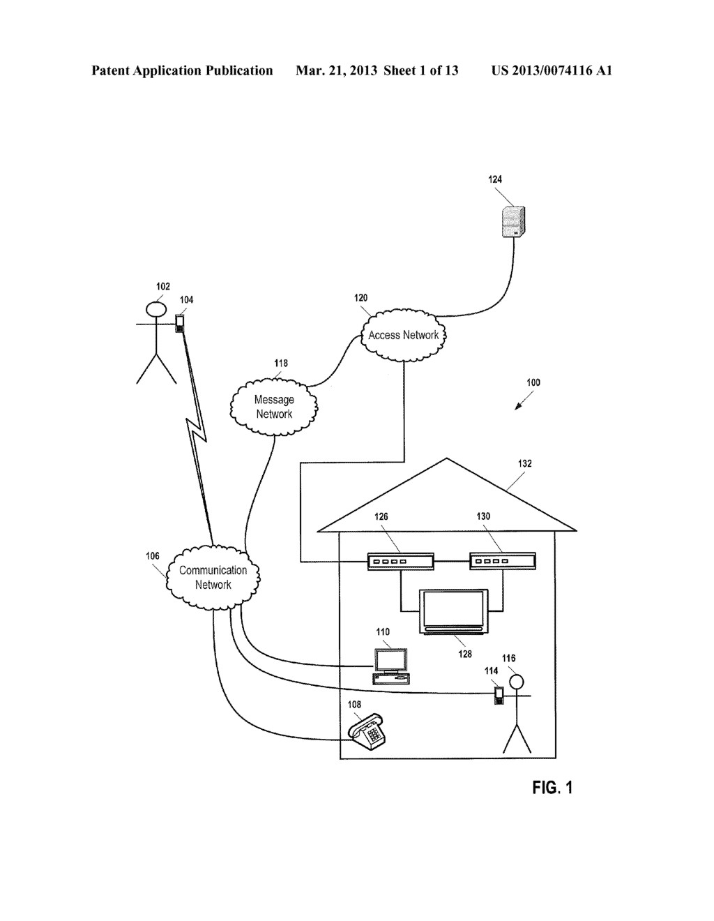 System and Method of Message Notification and Access via a Video     Distribution Network - diagram, schematic, and image 02