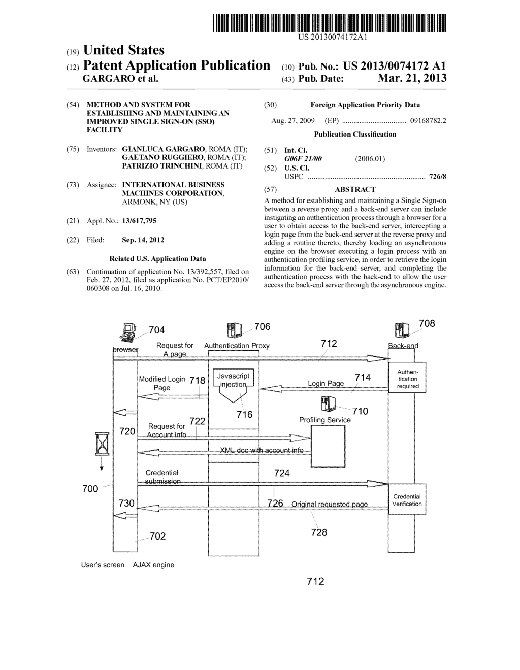 METHOD AND SYSTEM FOR ESTABLISHING AND MAINTAINING AN IMPROVED SINGLE     SIGN-ON (SSO) FACILITY - diagram, schematic, and image 01