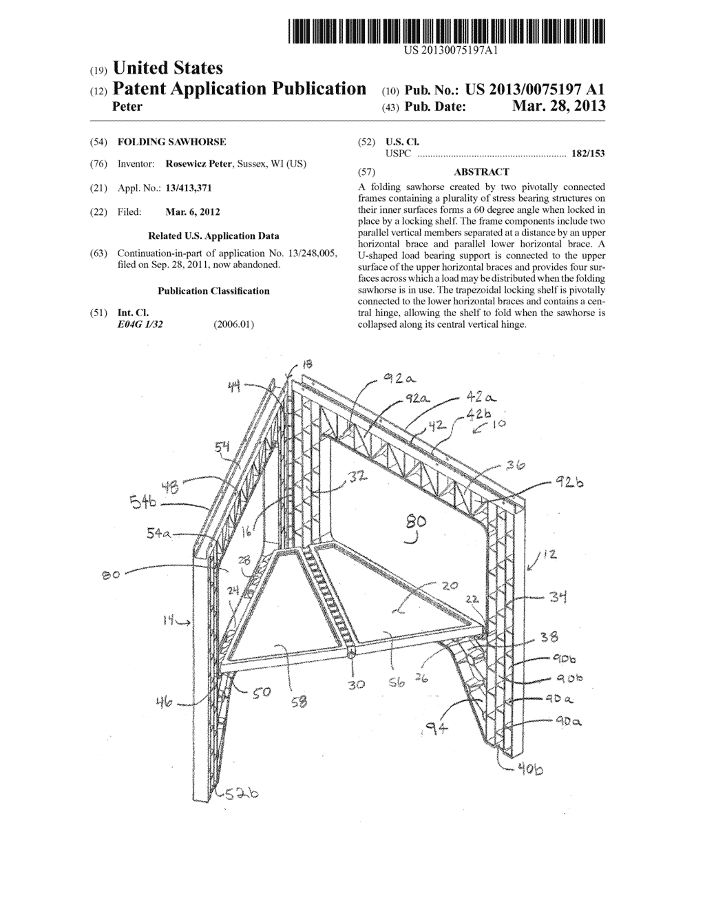 Folding Sawhorse - diagram, schematic, and image 01