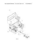 HORIZONTAL ADJUSTMENT DEVICE OF UPPER BASE OF BARCODE PRINTER diagram and image