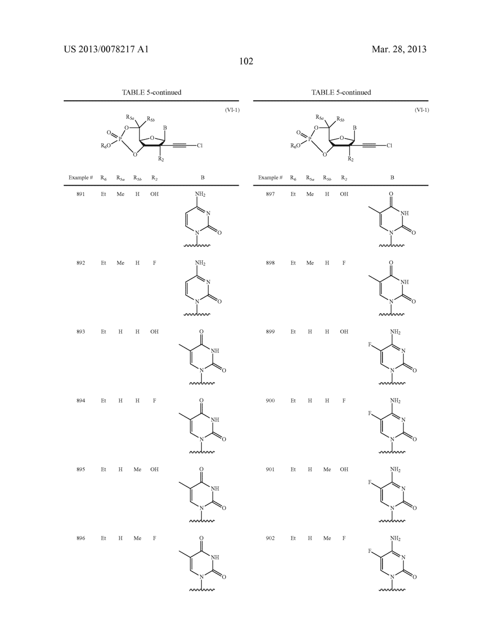 2'-CHLOROACETYLENYL SUBSTITUTED NUCLEOSIDE DERIVATIVES - diagram, schematic, and image 103