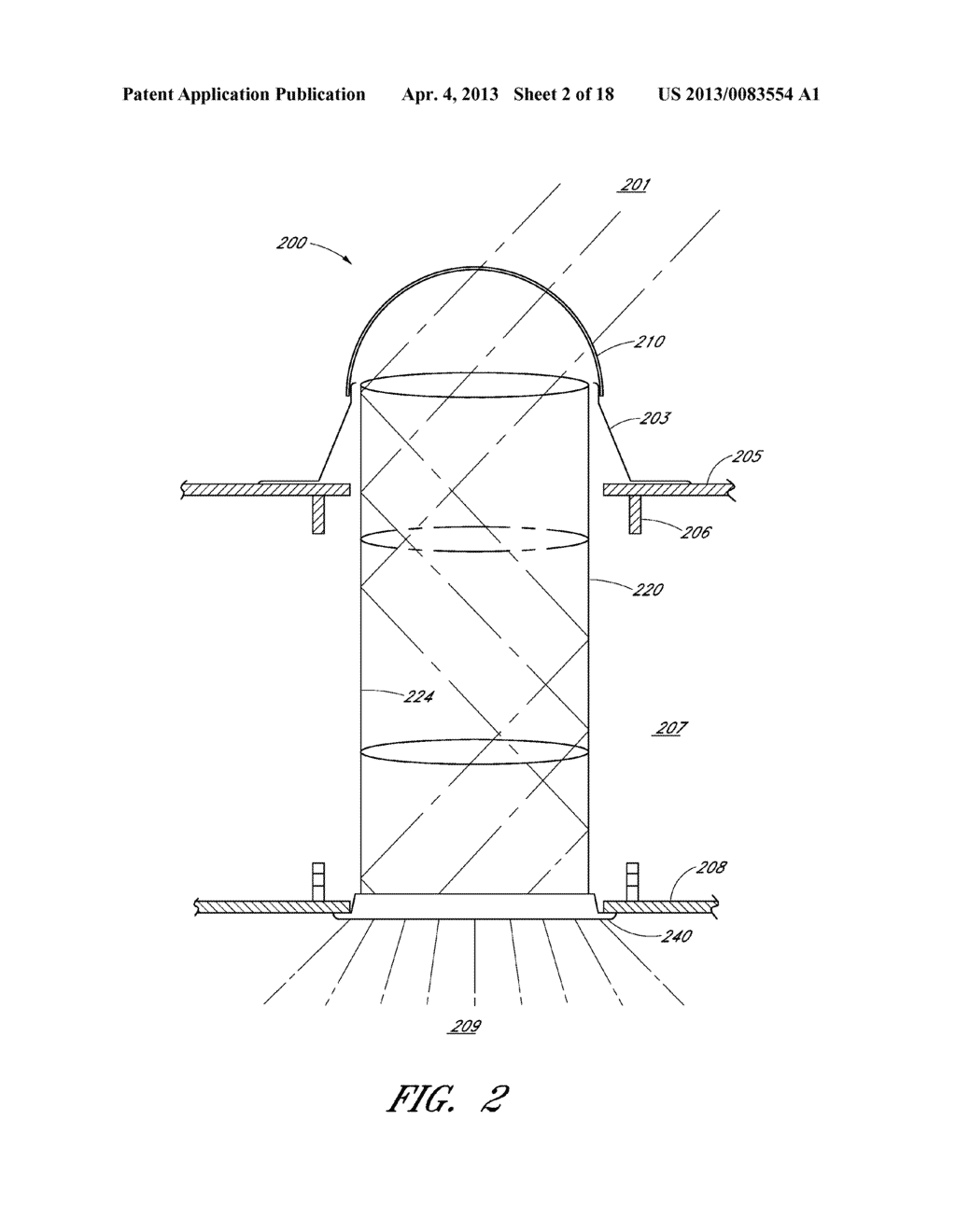 LIGHTING DEVICES AND METHODS FOR PROVIDING COLLIMATED DAYLIGHT AND     AUXILIARY LIGHT - diagram, schematic, and image 03