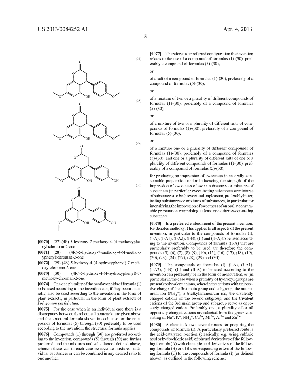 Use of certain neoflavonoids for intensifying and/or producing a sensory     impression of sweetness - diagram, schematic, and image 09