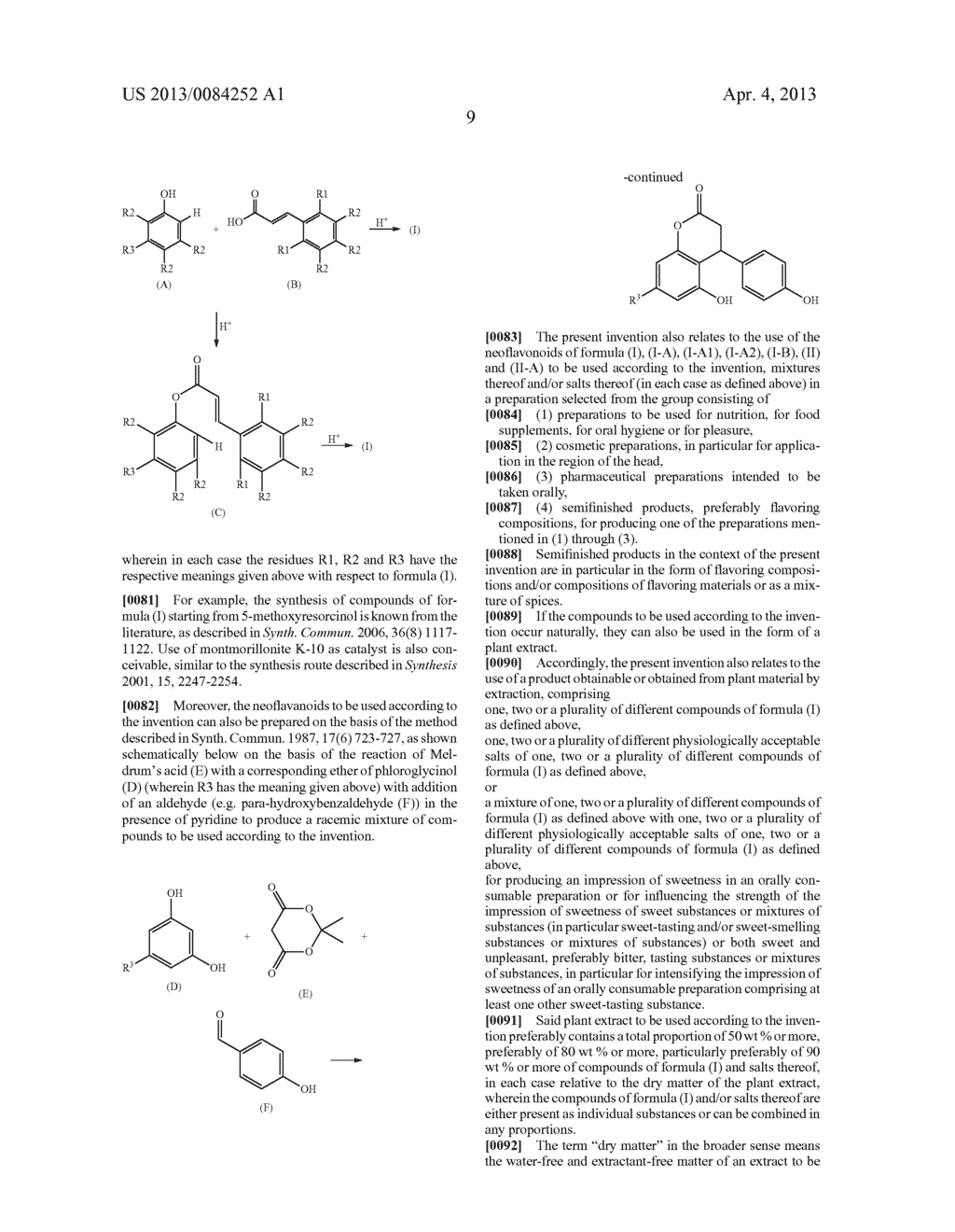 Use of certain neoflavonoids for intensifying and/or producing a sensory     impression of sweetness - diagram, schematic, and image 10