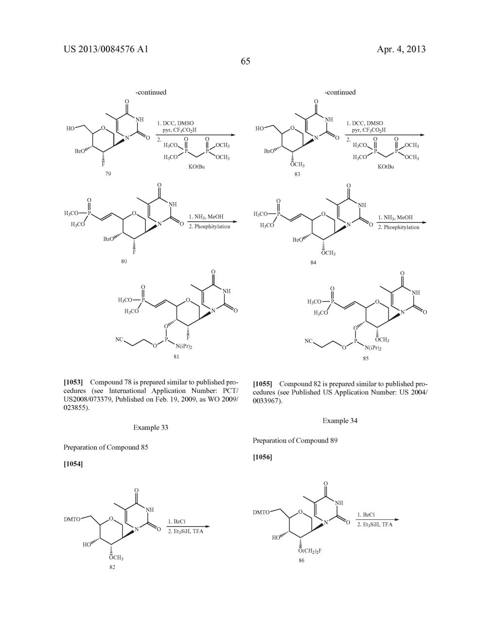 MODIFIED NUCLEOSIDES, ANALOGS THEREOF AND OLIGOMERIC COMPOUNDS PREPARED     THEREFROM - diagram, schematic, and image 66