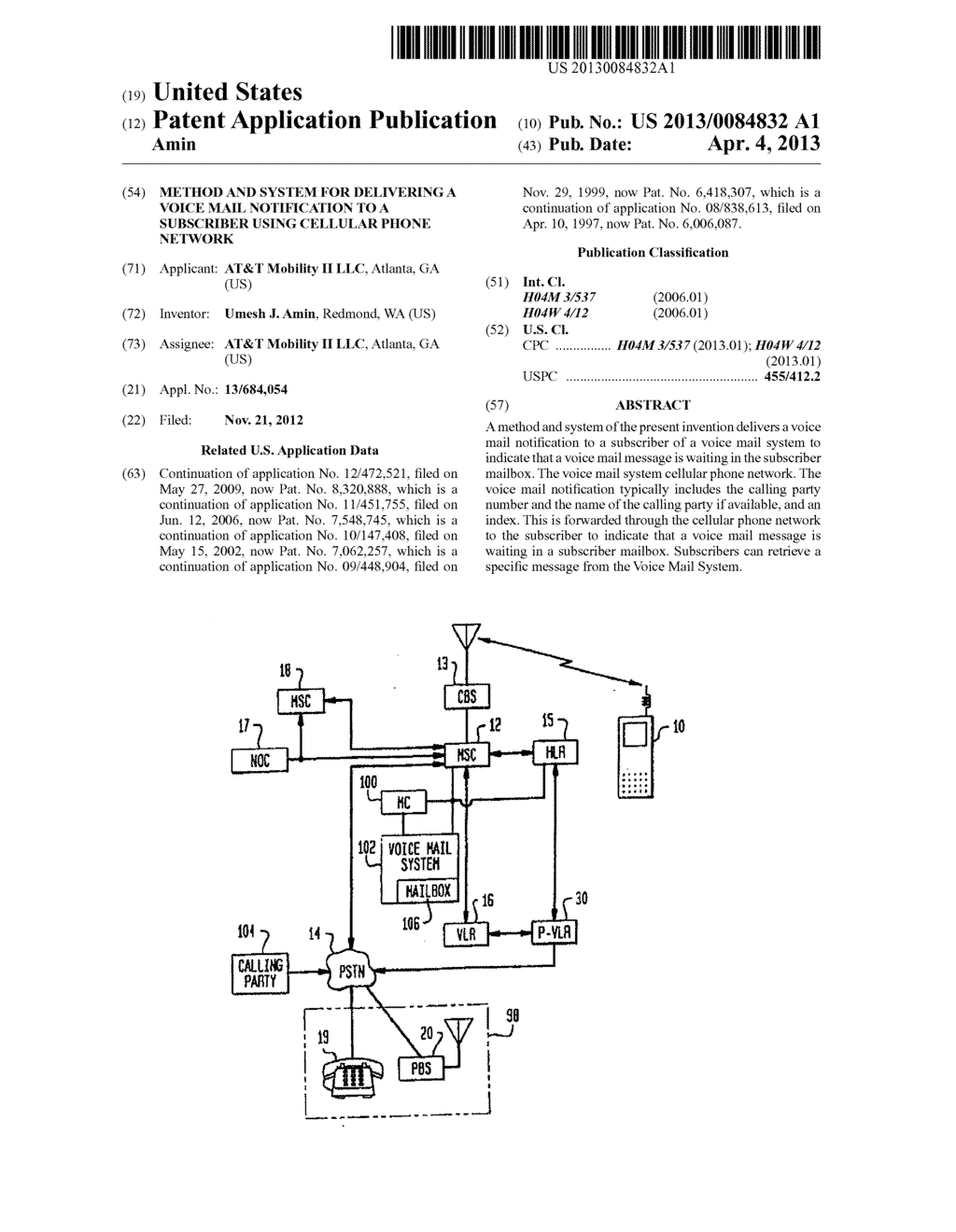 Method and System for Delivering a Voice Mail Notification to a Subscriber     Using Cellular Phone Network - diagram, schematic, and image 01