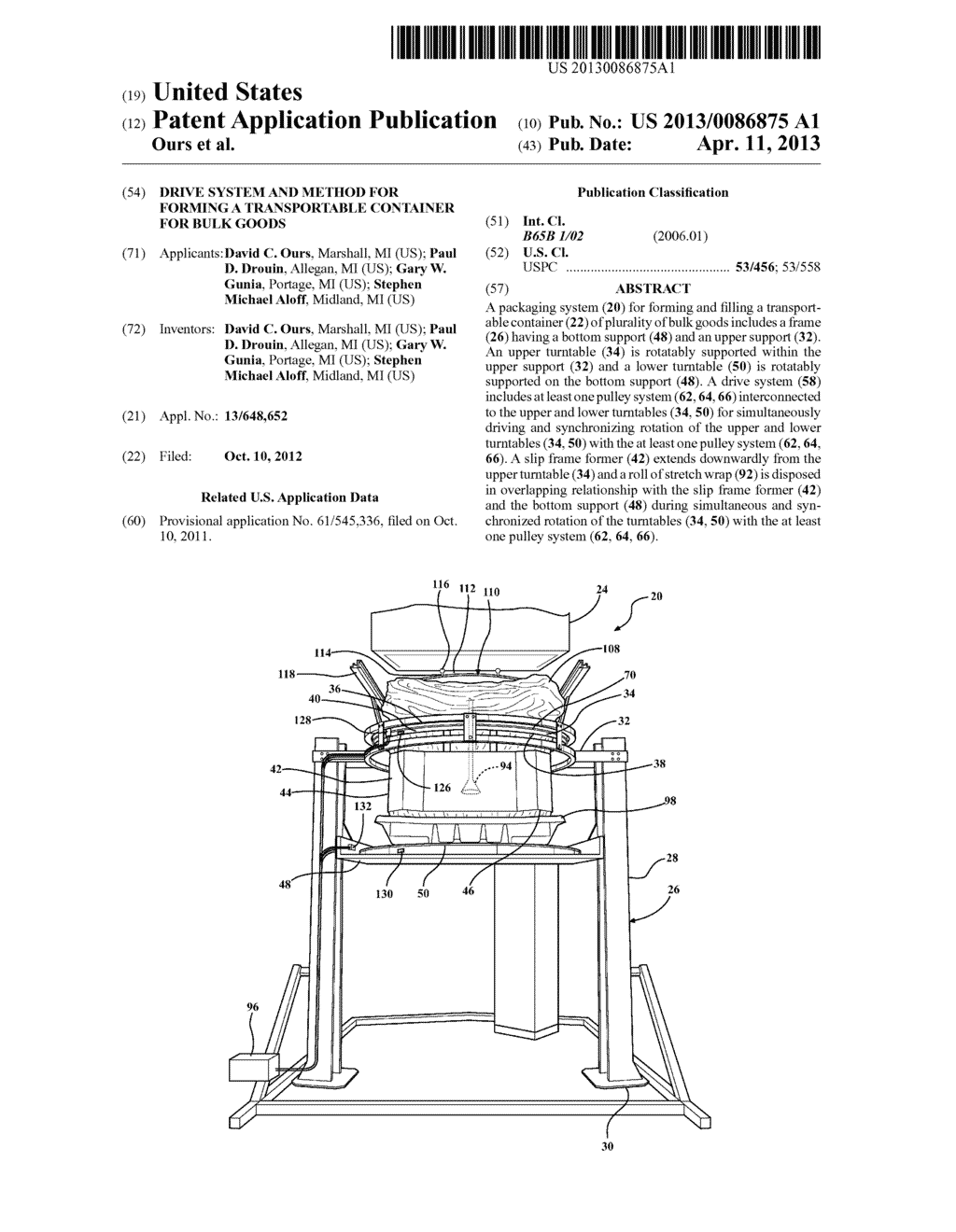 DRIVE SYSTEM AND METHOD FOR FORMING A TRANSPORTABLE CONTAINER FOR BULK     GOODS - diagram, schematic, and image 01