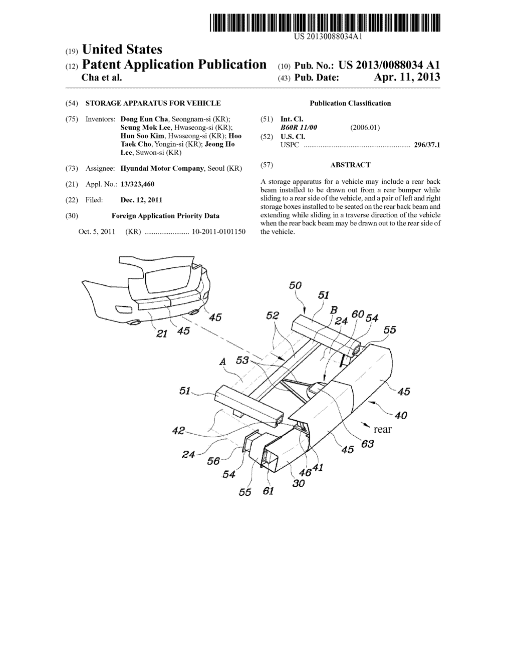 STORAGE APPARATUS FOR VEHICLE - diagram, schematic, and image 01