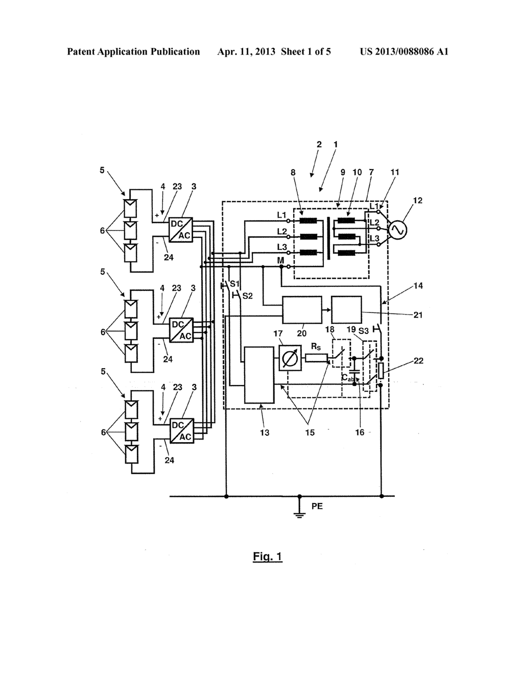 CIRCUITRY ARRANGEMENT FOR A SOLAR POWER PLANT COMPRISING A DC VOLTAGE     SOURCE FOR AN OFFSET VOLTAGE - diagram, schematic, and image 02