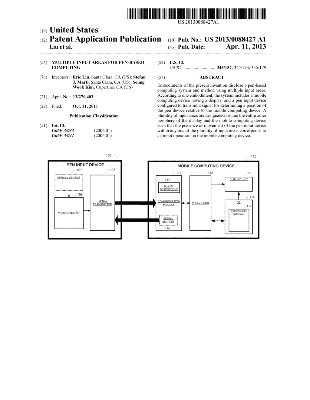 MULTIPLE INPUT AREAS FOR PEN-BASED COMPUTING - diagram, schematic, and image 01