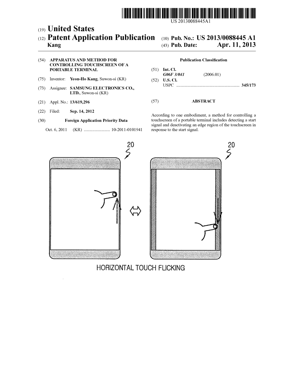 APPARATUS AND METHOD FOR CONTROLLING TOUCHSCREEN OF A PORTABLE TERMINAL - diagram, schematic, and image 01