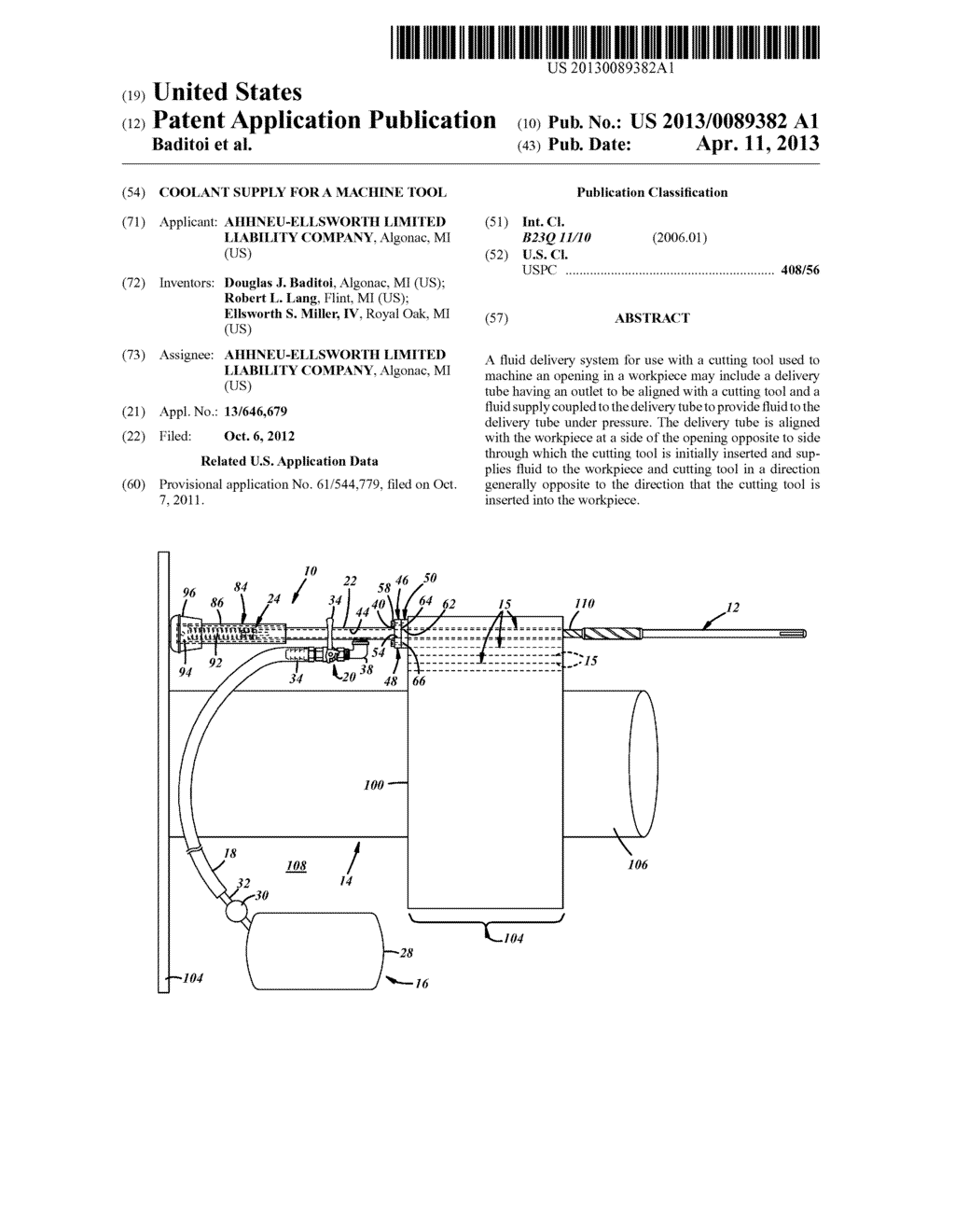 COOLANT SUPPLY FOR A MACHINE TOOL - diagram, schematic, and image 01