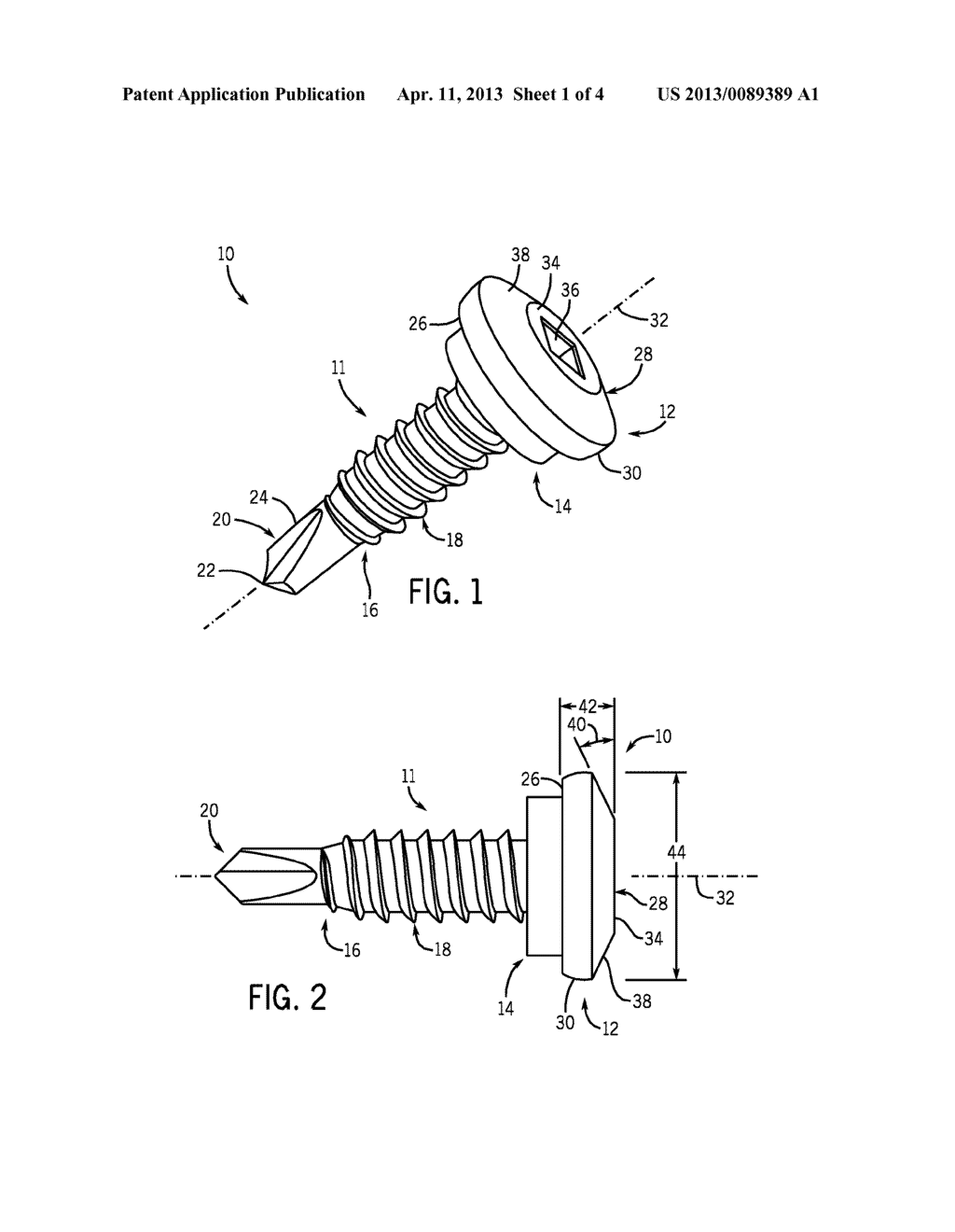 FASTENER WITH LOW PROFILE HEAD AND WASHER - diagram, schematic, and image 02