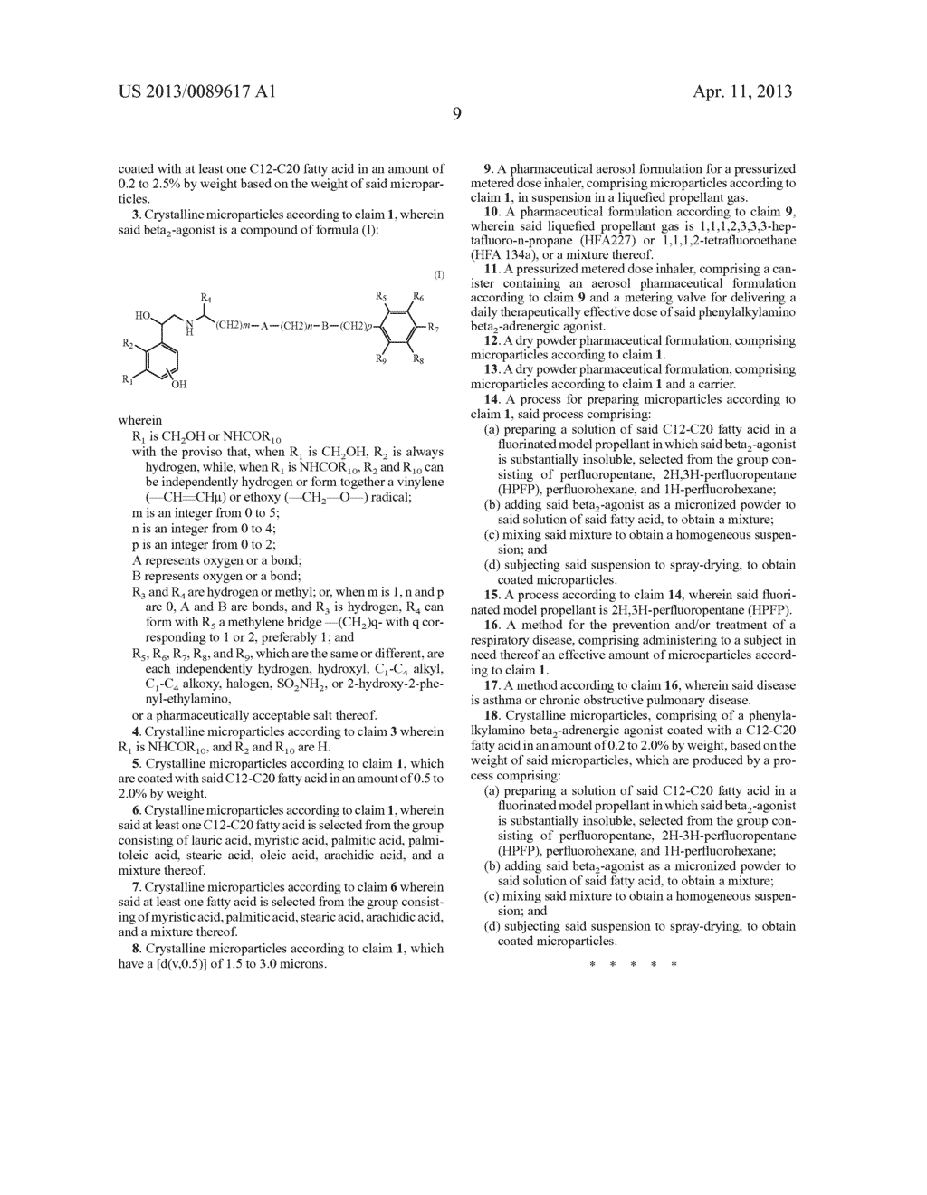 CRYSTALLINE MICROPARTICLES OF A BETA-AGONIST COATED WITH A FATTY ACID - diagram, schematic, and image 11