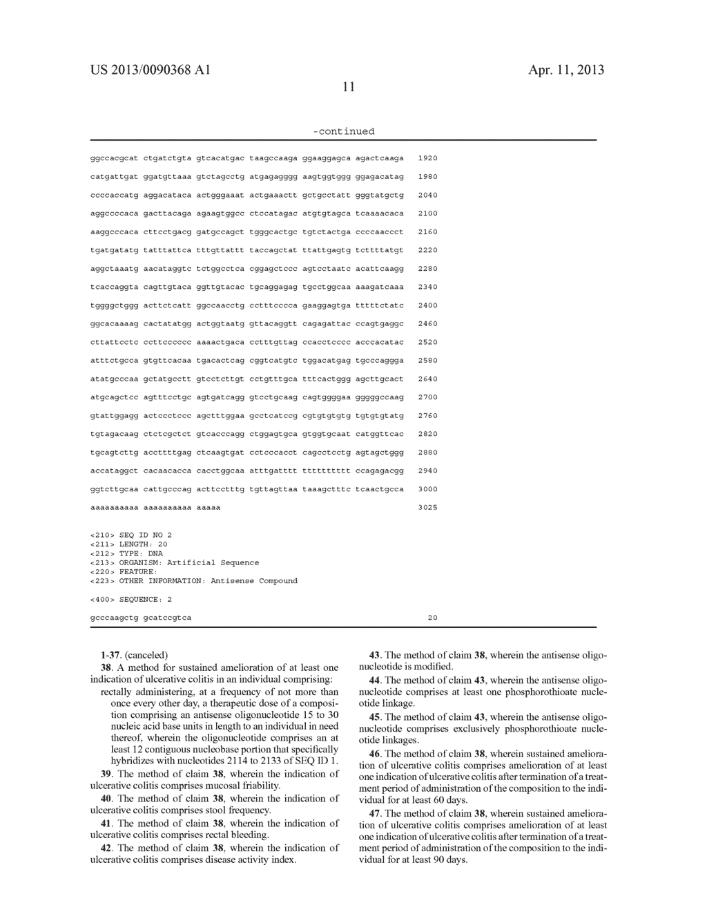 THERAPEUTIC ANTISENSE OLIGONUCLEOTIDE COMPOSITIONS FOR THE TREATMENT OF     INFLAMMATORY BOWEL DISEASE - diagram, schematic, and image 12