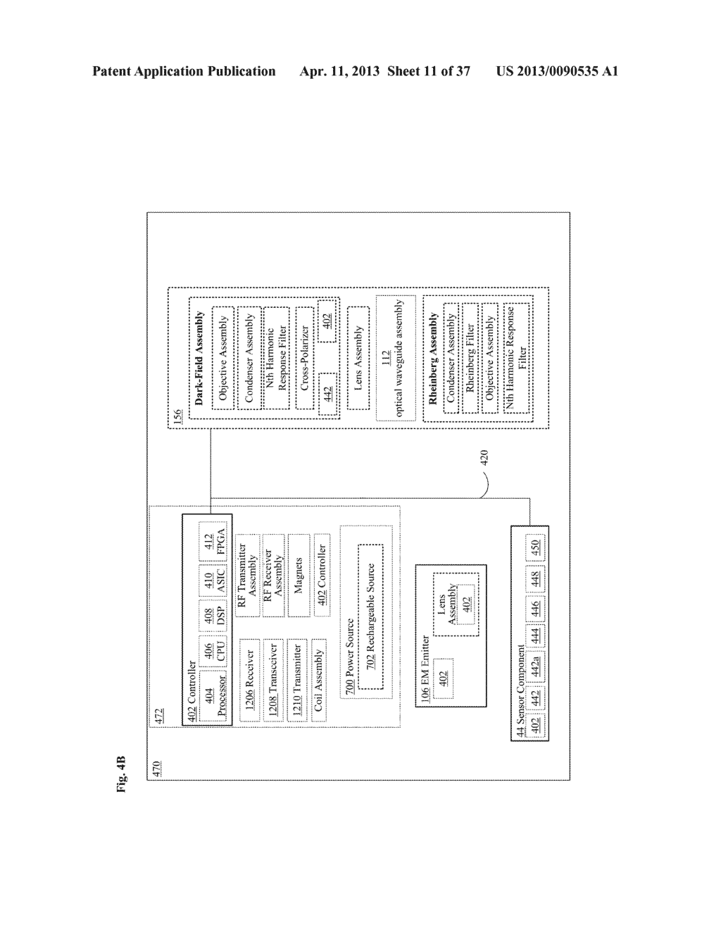 SYSTEMS, DEVICES, AND METHODS INCLUDING PARAMAGNETIC OSCILLATION,     ROTATION, AND TRANSLATION OF HEMOZOIN ASYMMETRIC NANOPARTICLES IN     RESPONSE TO DARK-FIELD OR RHEINBERG DETECTION OF THE PRESENCE OF HEMOZOIN - diagram, schematic, and image 12