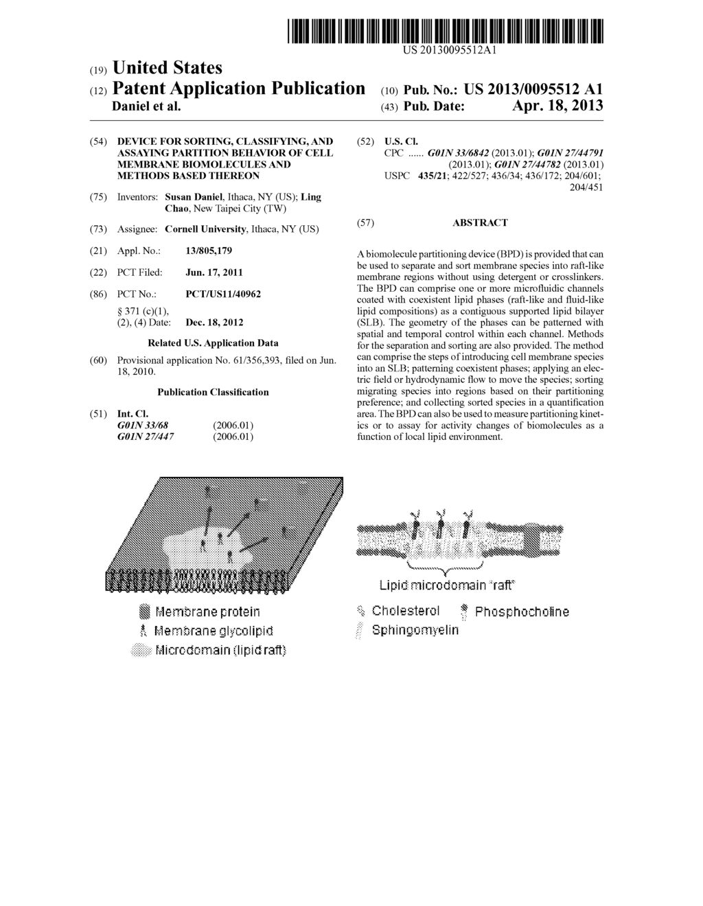 DEVICE FOR SORTING, CLASSIFYING, AND ASSAYING PARTITION BEHAVIOR OF CELL     MEMBRANE BIOMOLECULES AND METHODS BASED THEREON - diagram, schematic, and image 01