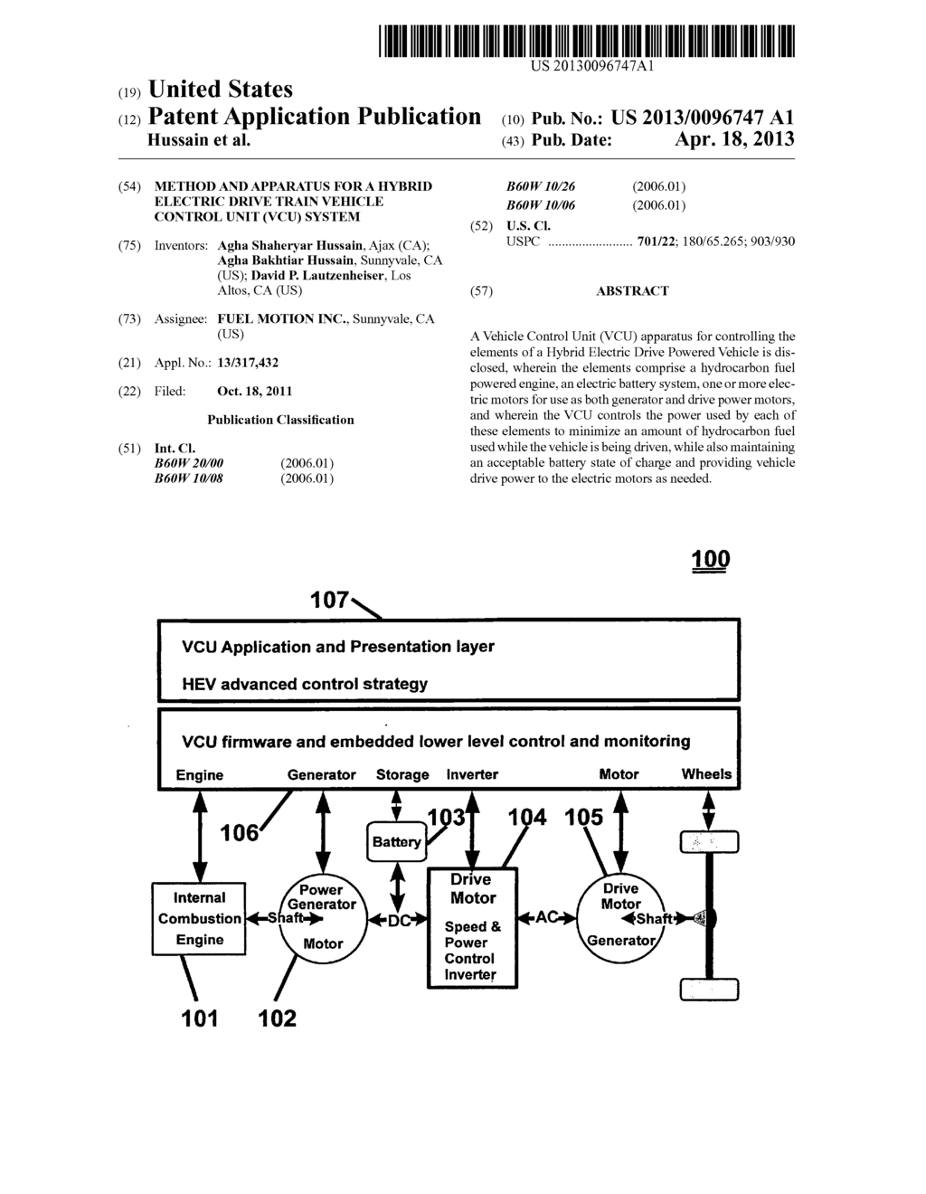 Method and apparatus for a hybrid electric drive train vehicle control     unit (VCU) system - diagram, schematic, and image 01