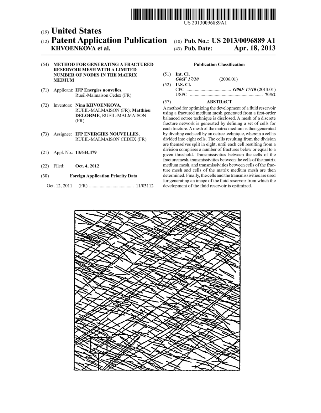 METHOD FOR GENERATING A FRACTURED RESERVOIR MESH WITH A LIMITED NUMBER OF     NODES IN THE MATRIX MEDIUM - diagram, schematic, and image 01