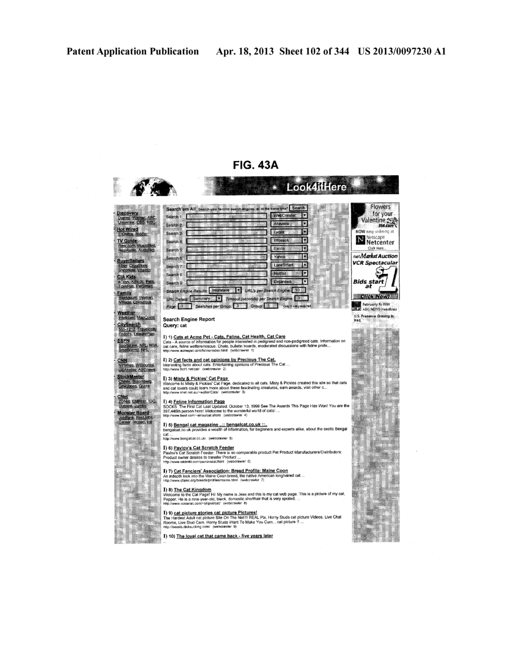 Metasearch Engine for Ordering At Least One Item Returned In Search     Results Using At Least One Query on Multiple Unique Hosts and for     Displaying Advertising - diagram, schematic, and image 103