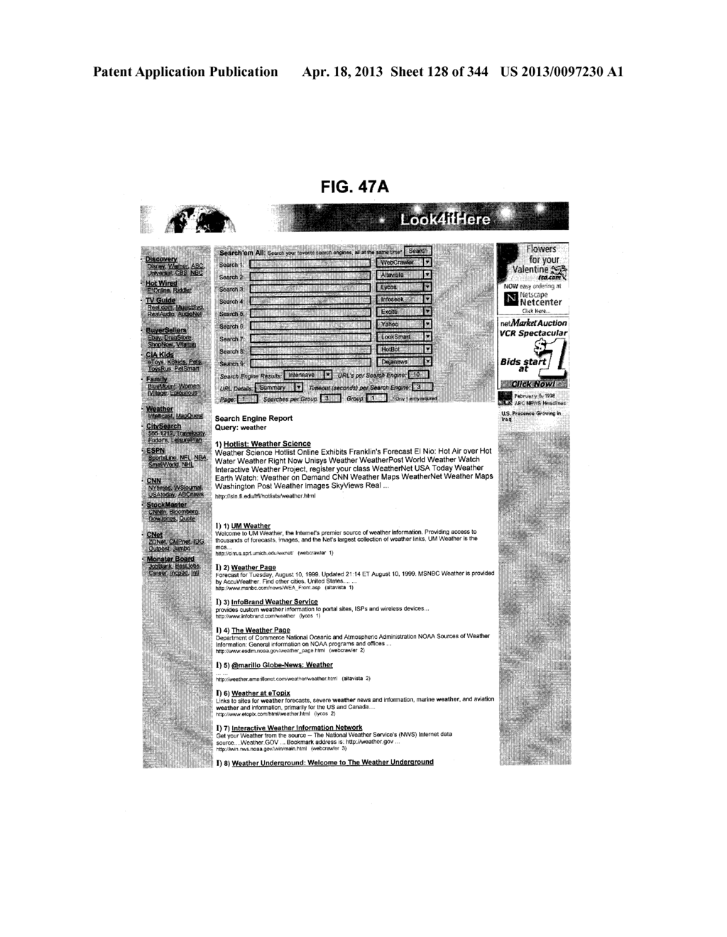 Metasearch Engine for Ordering At Least One Item Returned In Search     Results Using At Least One Query on Multiple Unique Hosts and for     Displaying Advertising - diagram, schematic, and image 129