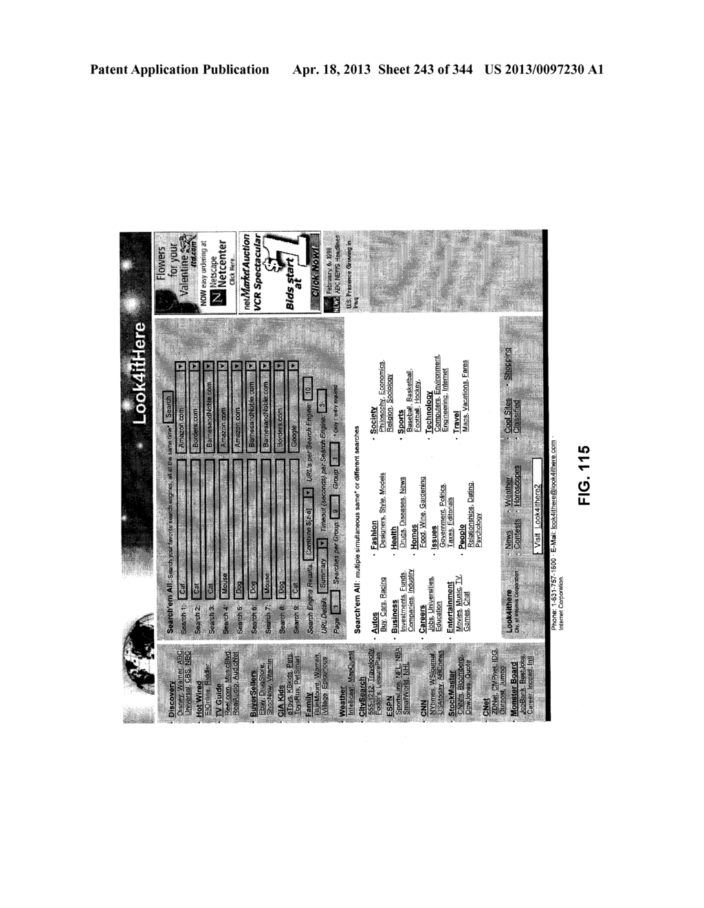 Metasearch Engine for Ordering At Least One Item Returned In Search     Results Using At Least One Query on Multiple Unique Hosts and for     Displaying Advertising - diagram, schematic, and image 244