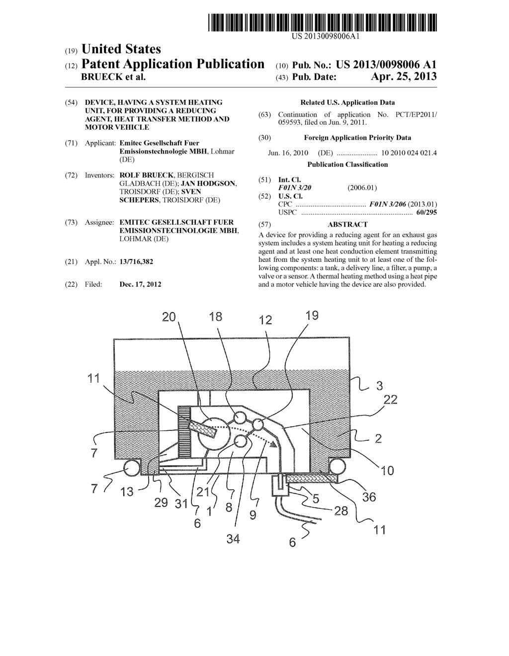 DEVICE, HAVING A SYSTEM HEATING UNIT, FOR PROVIDING A REDUCING AGENT, HEAT     TRANSFER METHOD AND MOTOR VEHICLE - diagram, schematic, and image 01