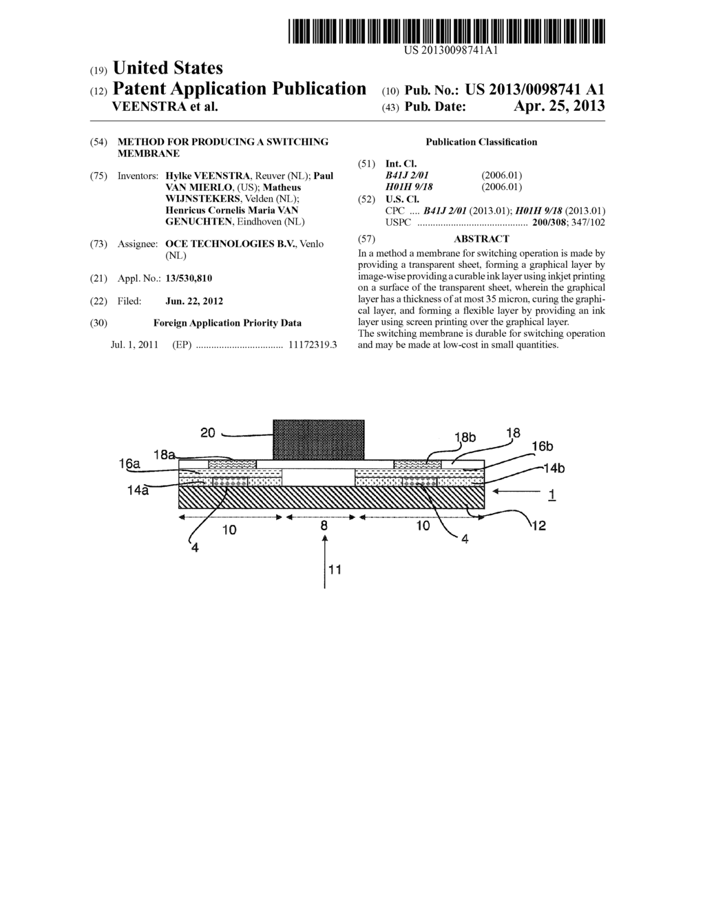 METHOD FOR PRODUCING A SWITCHING MEMBRANE - diagram, schematic, and image 01